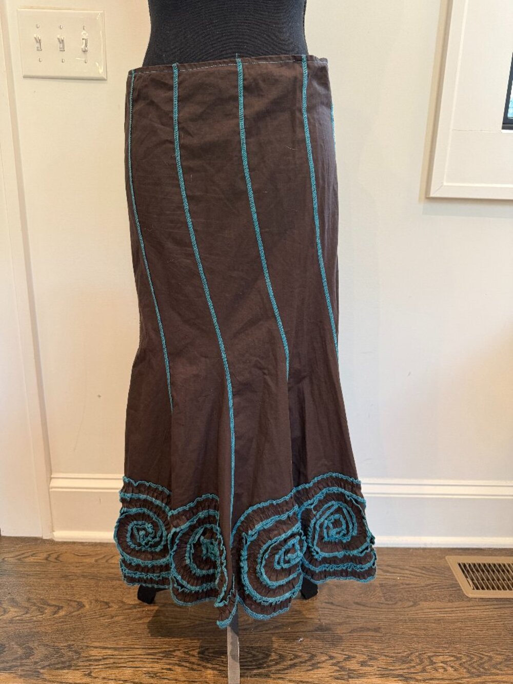 Magic Brown & Turquoise Boho Maxi Skirt